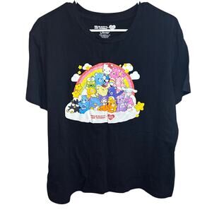 Hello Kitty x Care Bears Rainbow Graphic Tee Black 2XL Y2K Kawaii